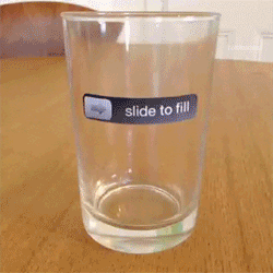 Beer or water glass. Slide to fill. Animated GIF.